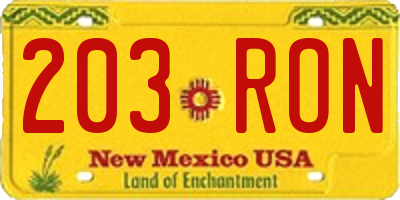 NM license plate 203RON