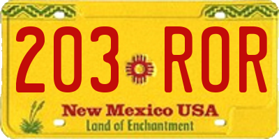 NM license plate 203ROR