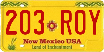NM license plate 203ROY