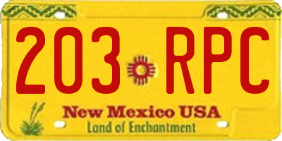 NM license plate 203RPC