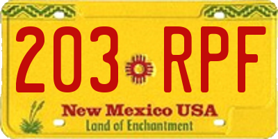NM license plate 203RPF