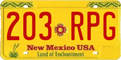NM license plate 203RPG