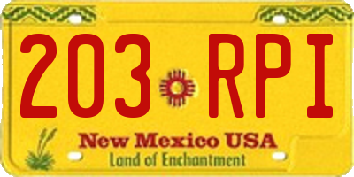 NM license plate 203RPI