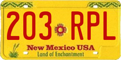 NM license plate 203RPL