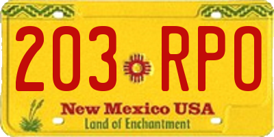NM license plate 203RPO