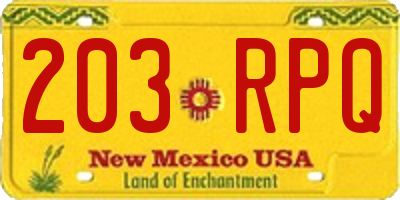 NM license plate 203RPQ
