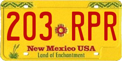 NM license plate 203RPR