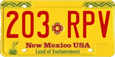 NM license plate 203RPV