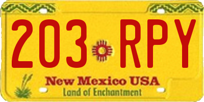 NM license plate 203RPY