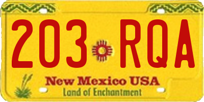 NM license plate 203RQA