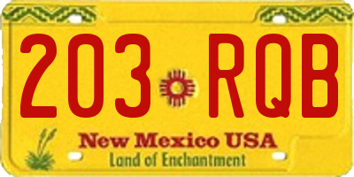 NM license plate 203RQB