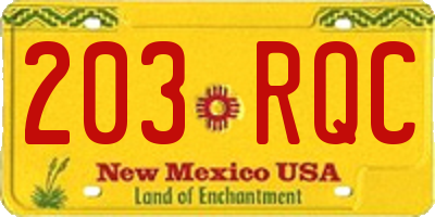 NM license plate 203RQC