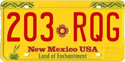 NM license plate 203RQG