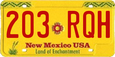 NM license plate 203RQH