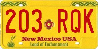 NM license plate 203RQK