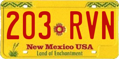 NM license plate 203RVN