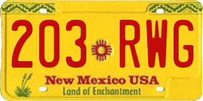 NM license plate 203RWG