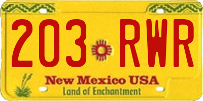 NM license plate 203RWR