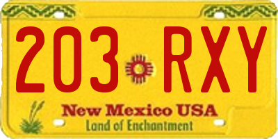 NM license plate 203RXY