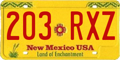 NM license plate 203RXZ
