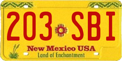 NM license plate 203SBI