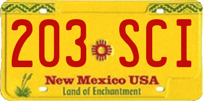 NM license plate 203SCI