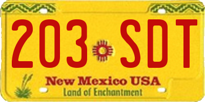 NM license plate 203SDT