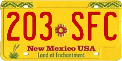 NM license plate 203SFC