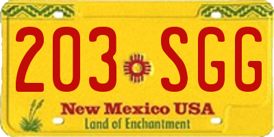 NM license plate 203SGG