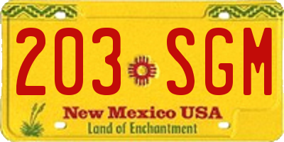 NM license plate 203SGM
