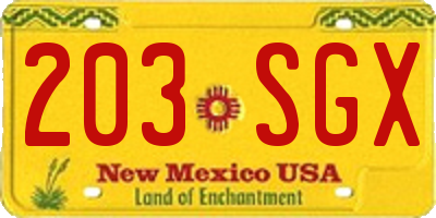 NM license plate 203SGX