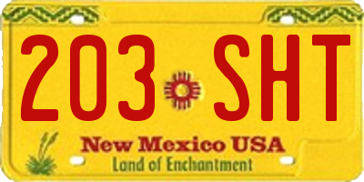 NM license plate 203SHT