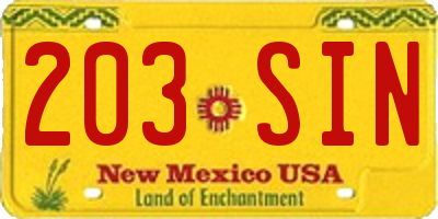 NM license plate 203SIN