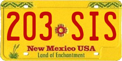 NM license plate 203SIS
