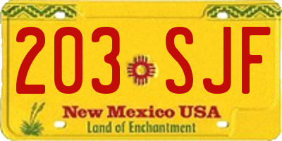 NM license plate 203SJF