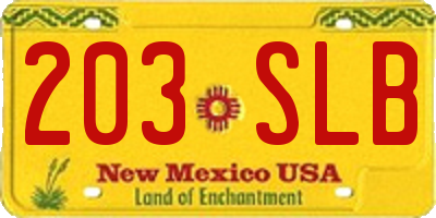 NM license plate 203SLB