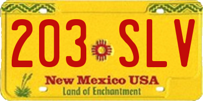 NM license plate 203SLV