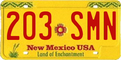 NM license plate 203SMN