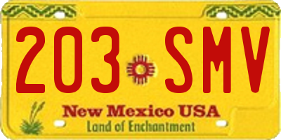 NM license plate 203SMV