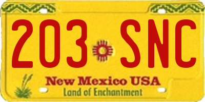 NM license plate 203SNC