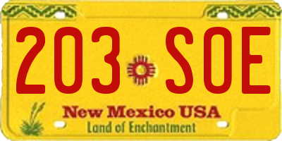 NM license plate 203SOE