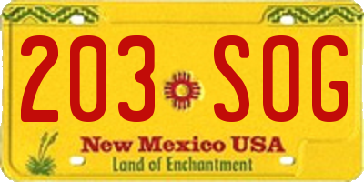 NM license plate 203SOG