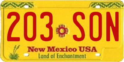 NM license plate 203SON