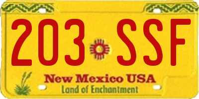 NM license plate 203SSF