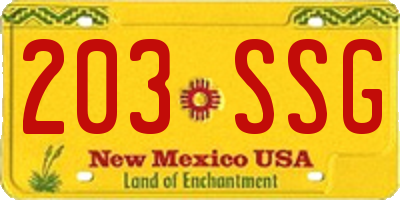 NM license plate 203SSG