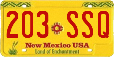 NM license plate 203SSQ