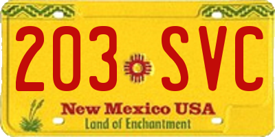 NM license plate 203SVC