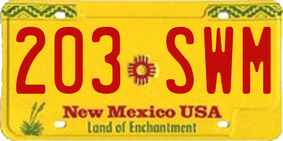 NM license plate 203SWM