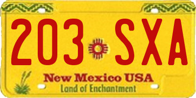 NM license plate 203SXA