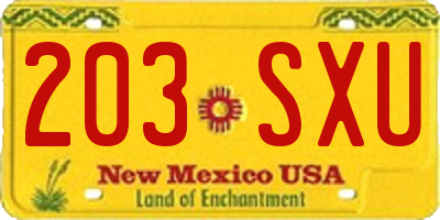 NM license plate 203SXU
